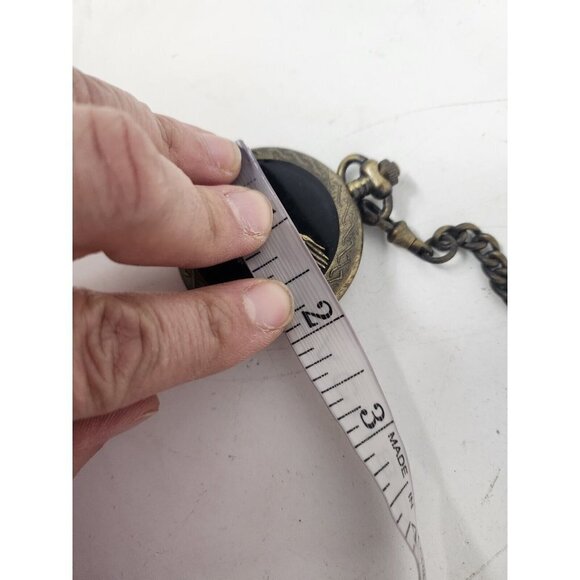 ANTIQUE Benry Eagle Pocket Watch With Watch Chain Rustic Metal Black Gold Tone - Picture 8 of 8